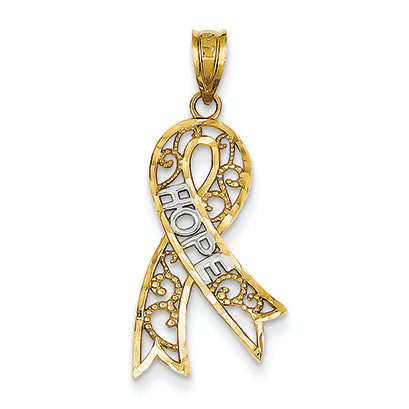 14K Gold and Rhodium D/C Support Hope Pendant