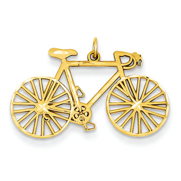 14K Gold Diamond -Cut Bicycle Charm