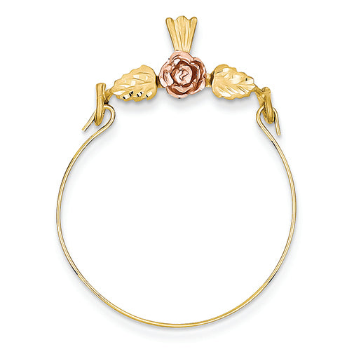 14K Gold Two-tone Rose Charm Holder