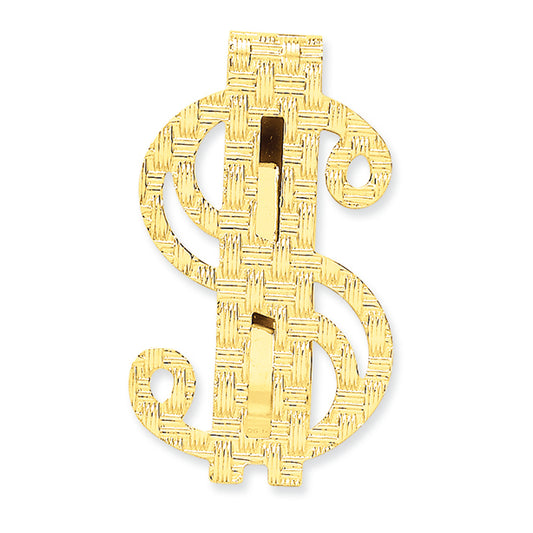 14K Gold Polished Dollar Sign Money Clip