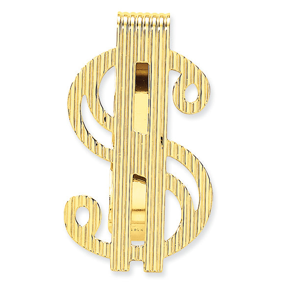14K Gold Polished Dollar Sign Money Clip