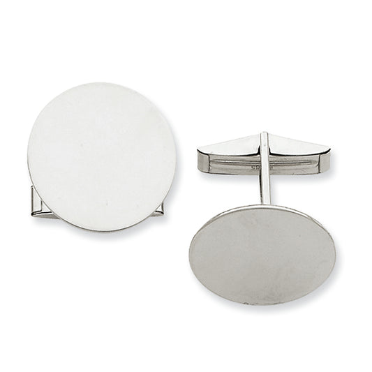 14K White Gold Circular Cuff Links