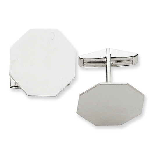 14K White Gold Octagon Cuff Links