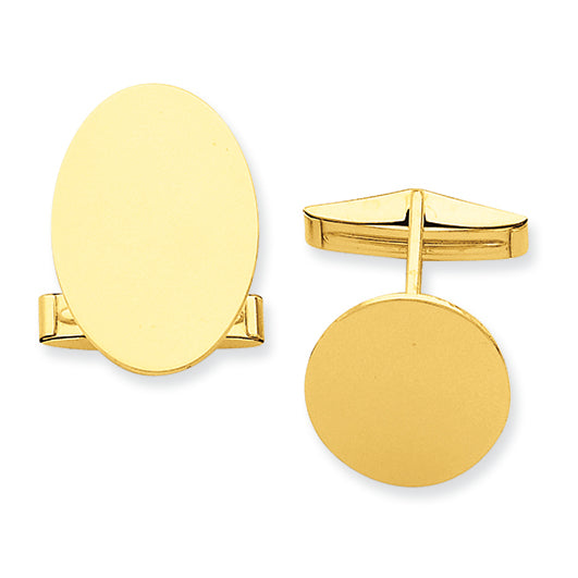 14K Gold Oval Cuff Links