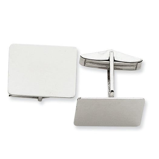 14K White Gold Rectangular Cuff Links