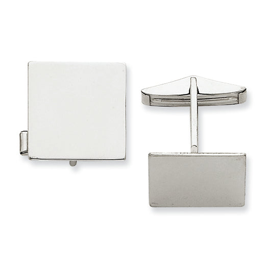 14K White Gold Square Cuff Links