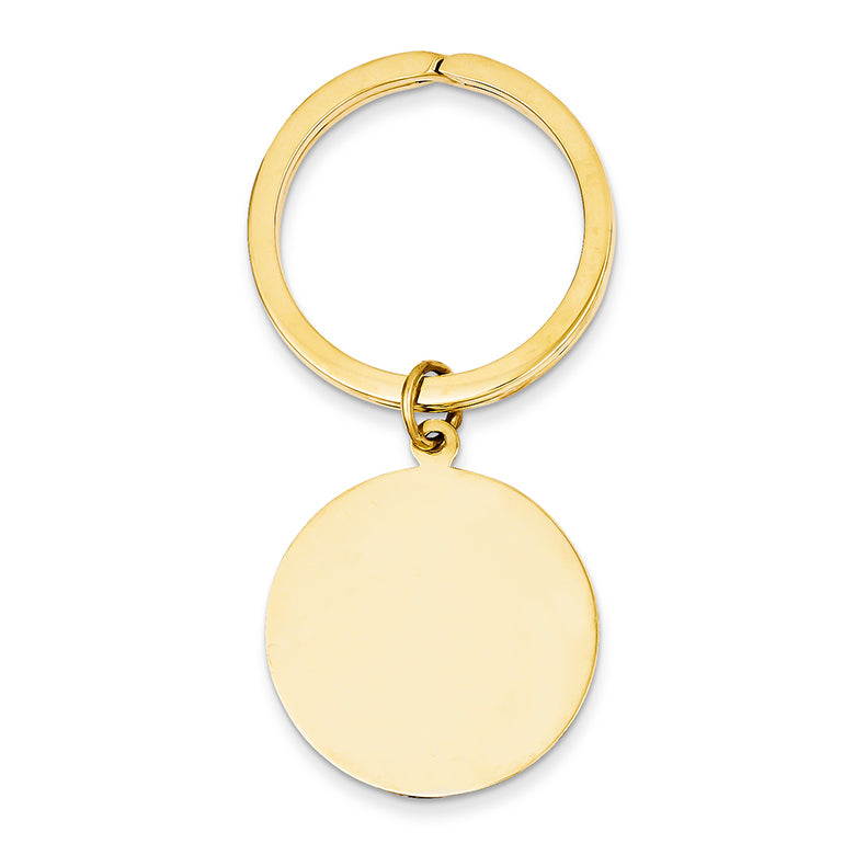 14K Gold Round High Polished Disc Key Ring