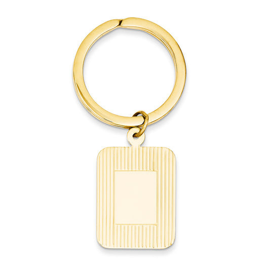 14K Gold Rectangle Disc Key Ring