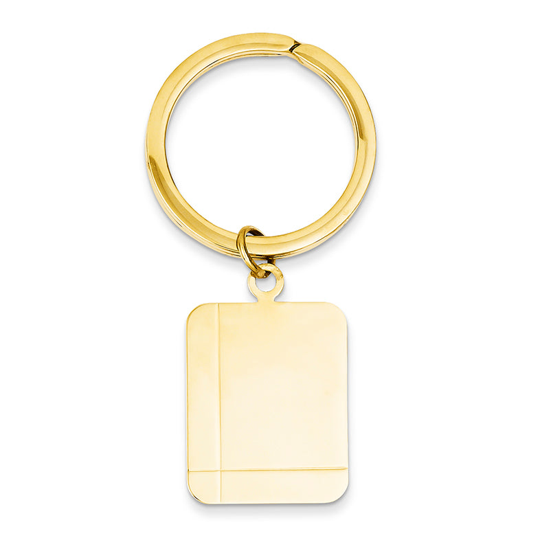 14K Gold Rectangle Disc Key Ring