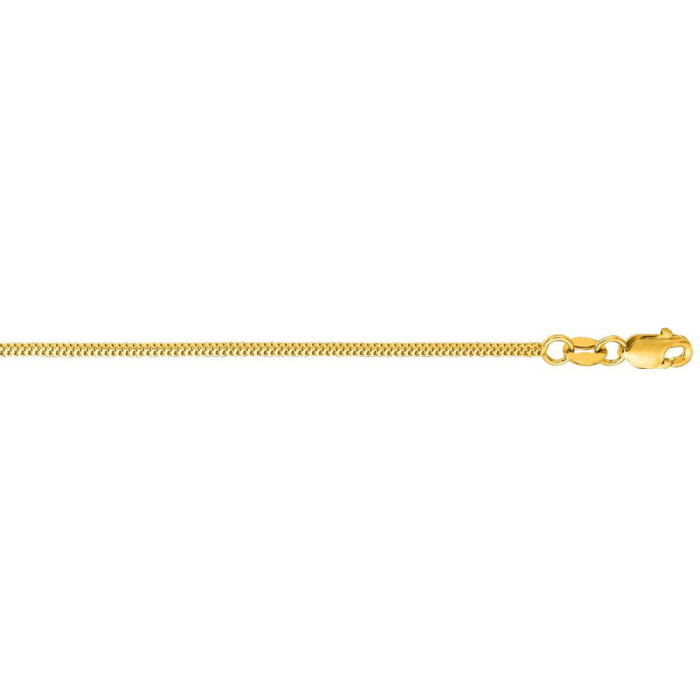 14K Solid Yellow Gold Milano Chain Necklace 1.1mm thick 16 Inches