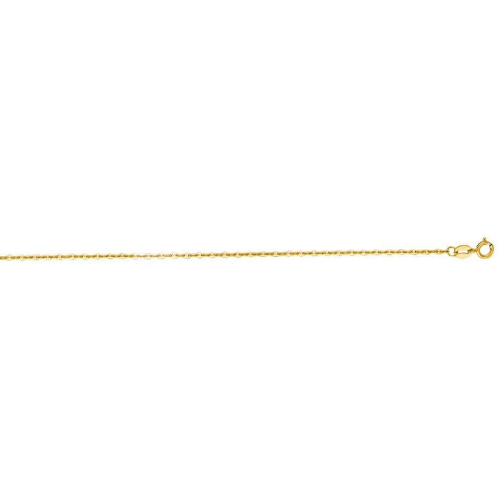 14K Solid Yellow Gold Diamond Cut Alternate Mariner Chain Necklace 1.4mm thick 16 Inches