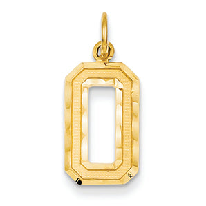 14K Goldy Casted Medium Diamond Cut Number 0 Charm