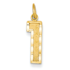 14K Goldy Casted Medium Diamond Cut Number 1 Charm