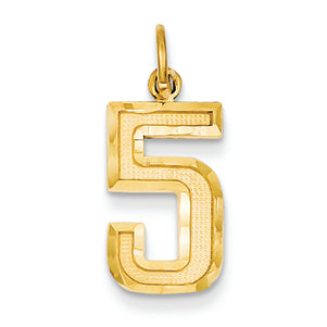 14K Goldy Casted Medium Diamond Cut Number 5 Charm