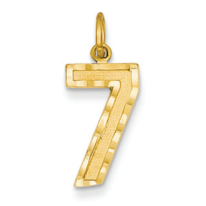 14K Goldy Casted Medium Diamond Cut Number 7 Charm