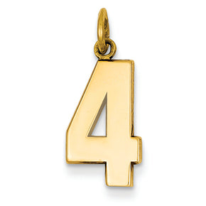 14K Goldy Casted Medium Polished Number 4 Charm