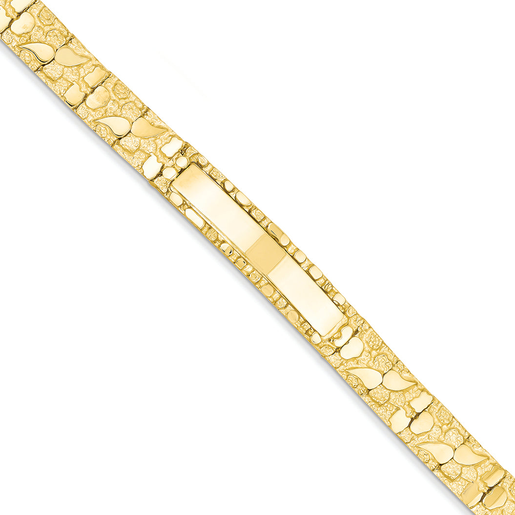 14K Gold 10.0mm Nugget ID Bracelet 7 Inches