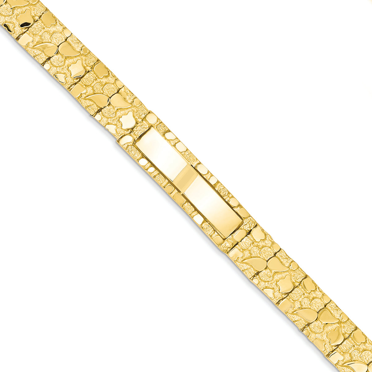 14K Gold 12.0mm Nugget ID Bracelet 7 Inches