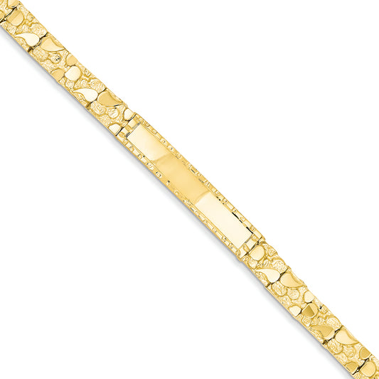 14K Gold 7mm Nugget ID Bracelet 7 Inches