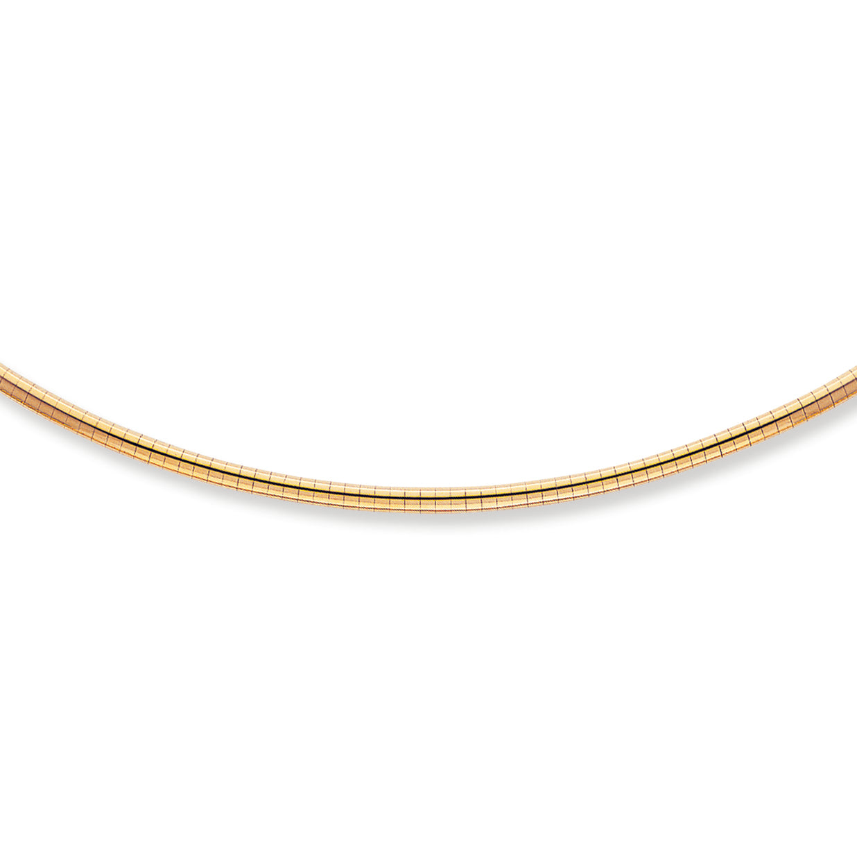 14K Gold 3mm Domed Omega Necklace 16 Inches