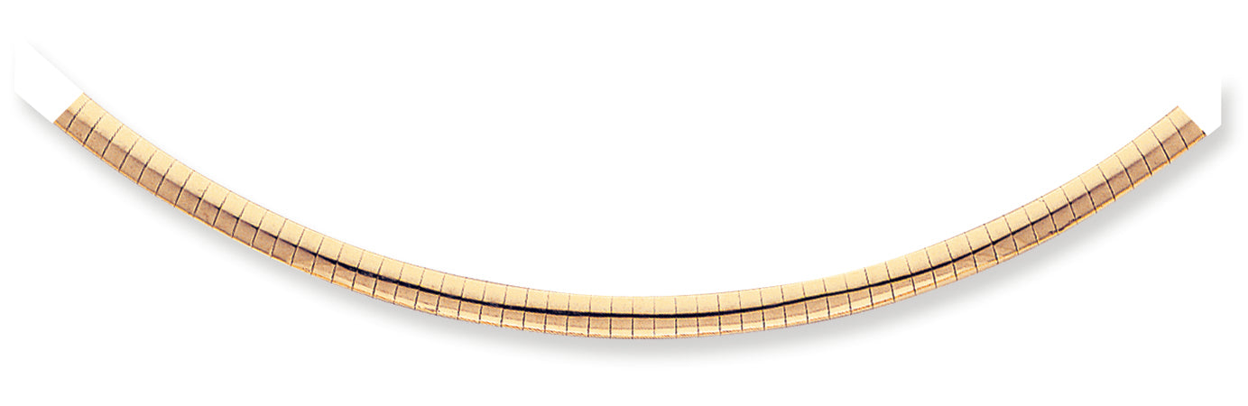 14K Gold 4mm Lightweight Domed Omega Necklace 16 Inches