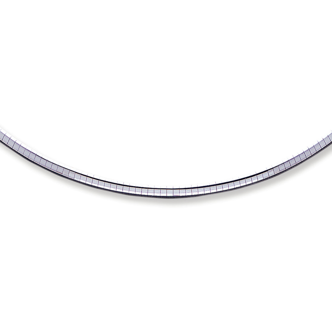 14K White Gold 4mm Domed Omega Necklace 16 Inches