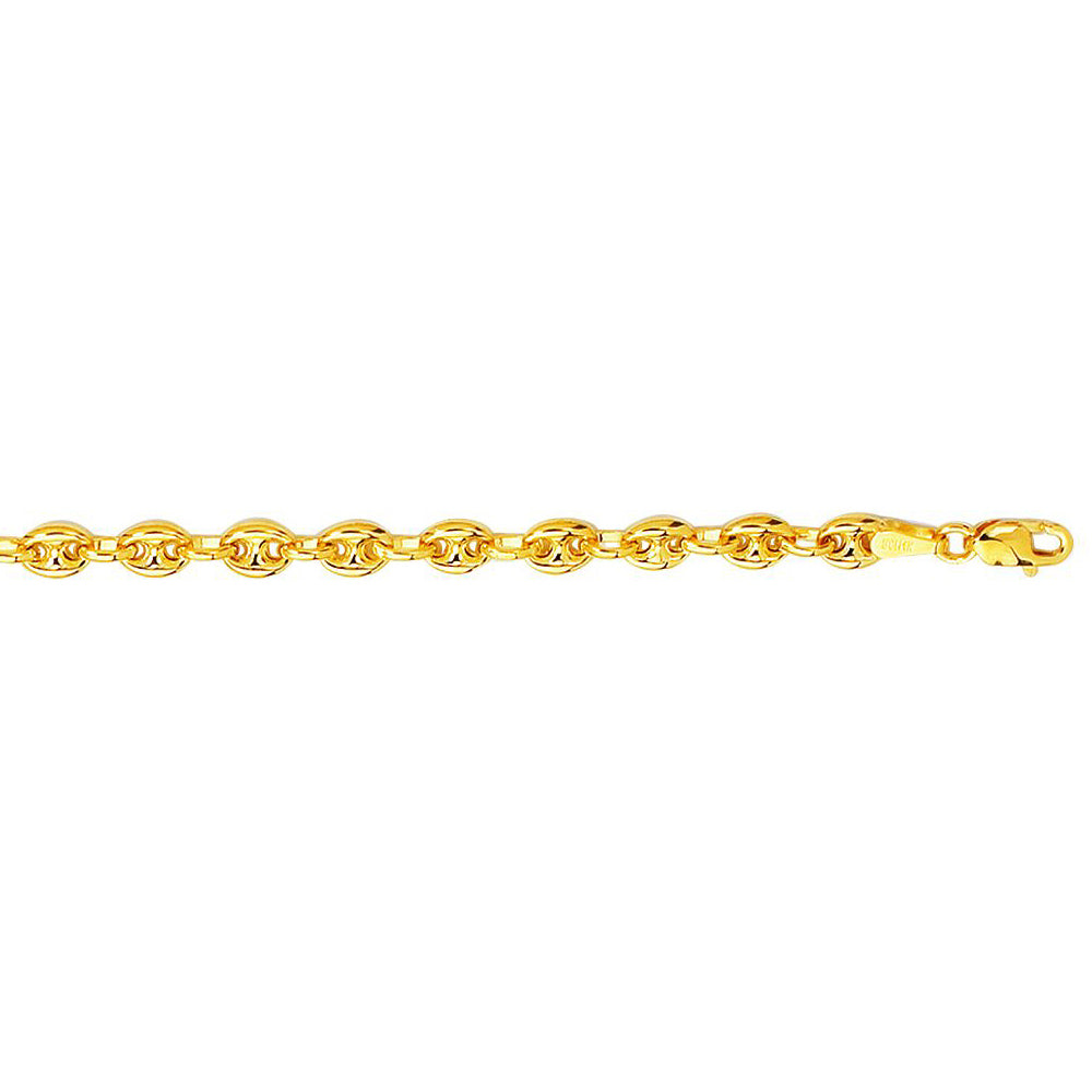 14K Solid Yellow Gold Puffed Mariner Bracelet 4.7mm thick 6 Inches