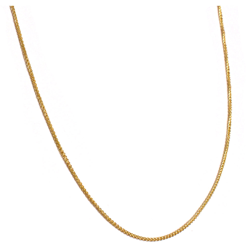 14K Solid Yellow Gold Round Wheat Chain 1.2mm thick 24 Inches