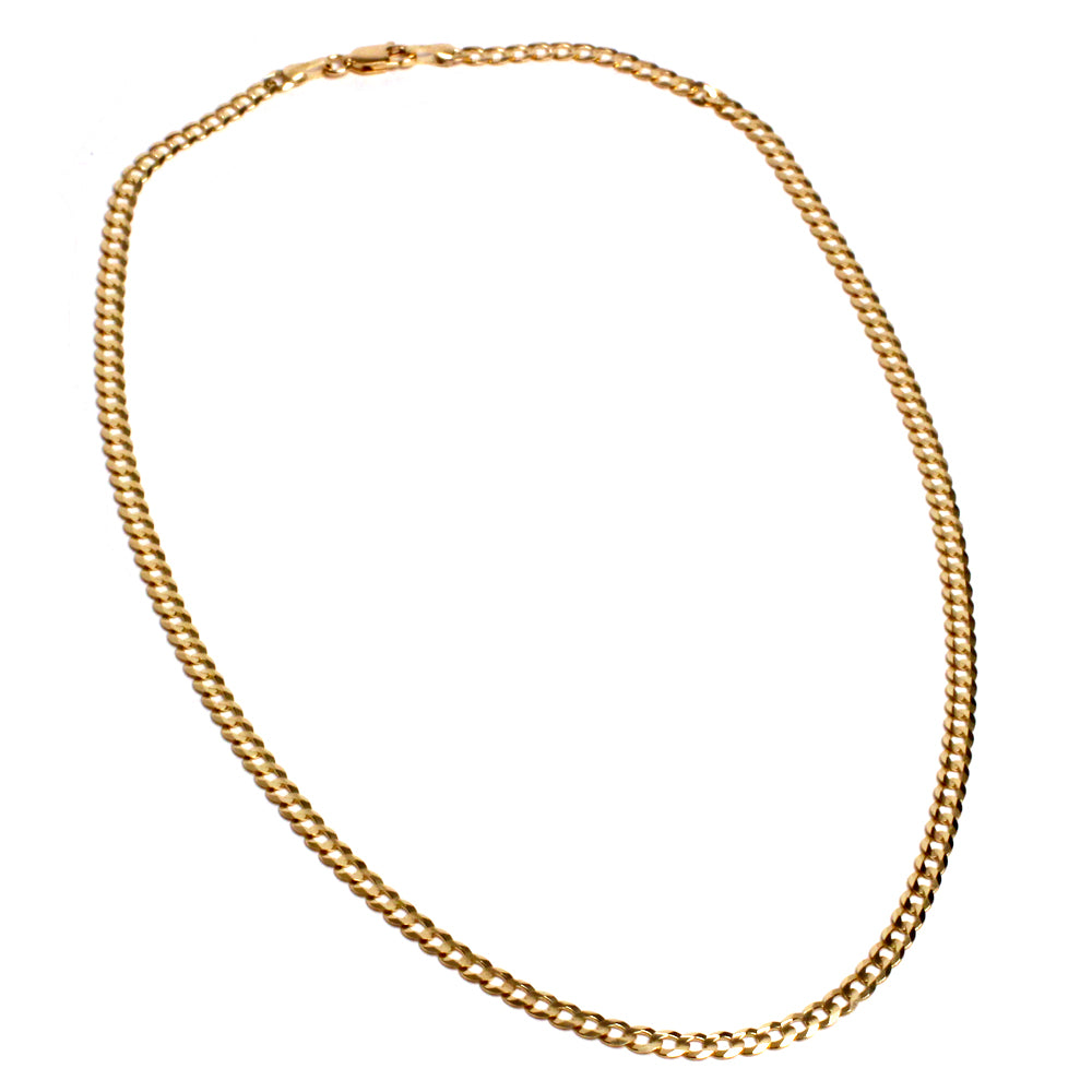 10K Solid Yellow Gold Comfort Curb Chain 4mm thick 18 Inches