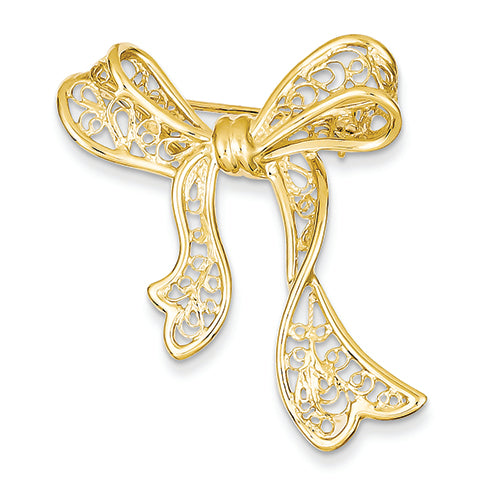 14K Gold Fancy Bow Filigree Pin