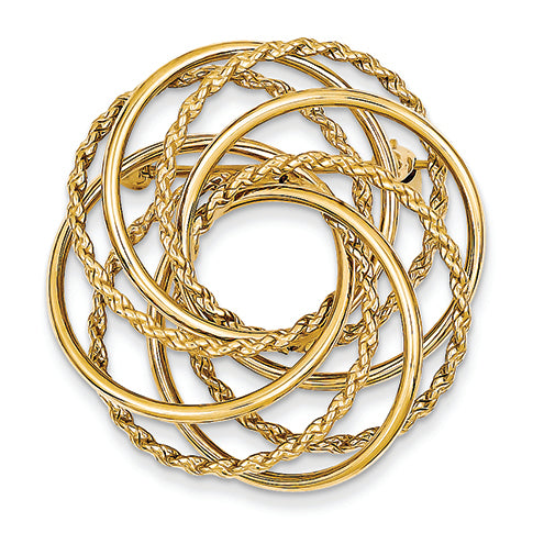 14K Gold Hollow Swirled Designer Pin