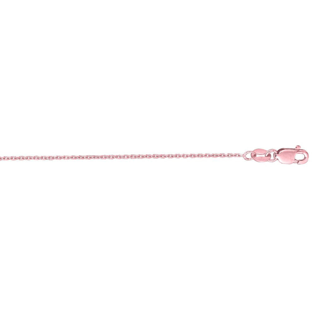 14K Solid Pink Gold Cable Chain Necklace 1.1mm thick 20 Inches