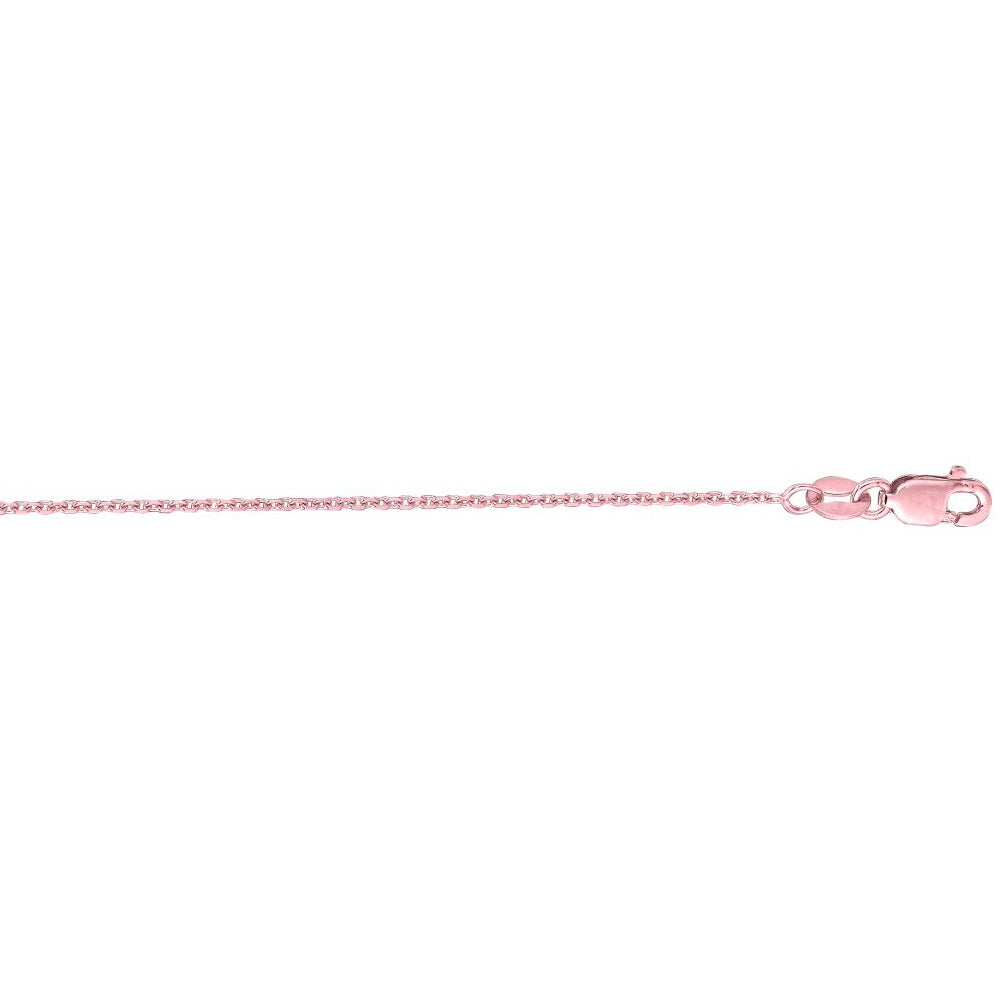 14K Solid Pink Gold Cable Chain Necklace 1.1mm thick 16 Inches
