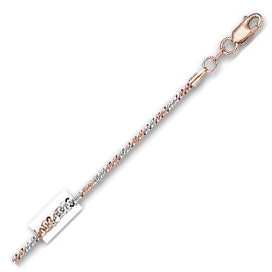 14K Solid Two-Tone Rose Gold Sparkle chain 1mm thick 16 Inches