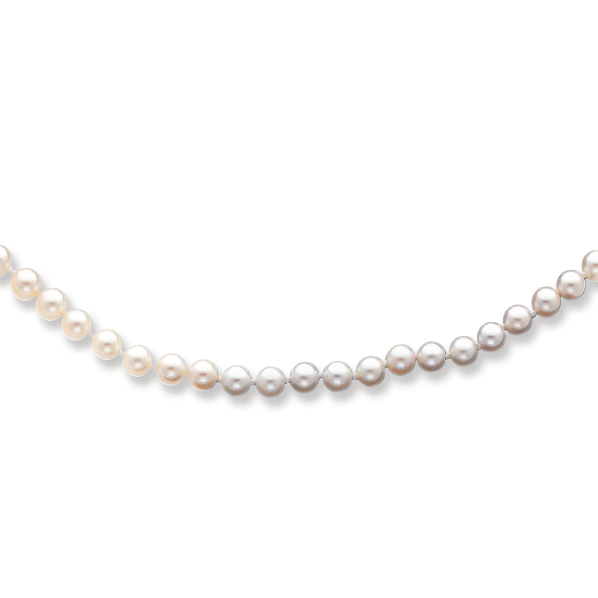 14K Gold 5-5.5mm White Akoya Saltwater Cultured Pearl Necklace 16 Inches