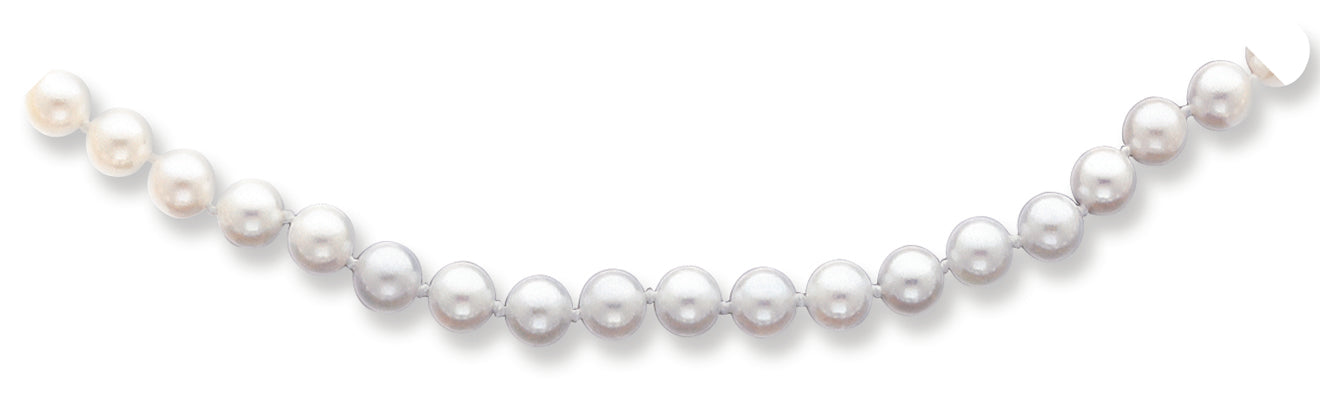 14K Gold 5.5-6mm White Akoya Saltwater Cultured Pearl Necklace 24 Inches
