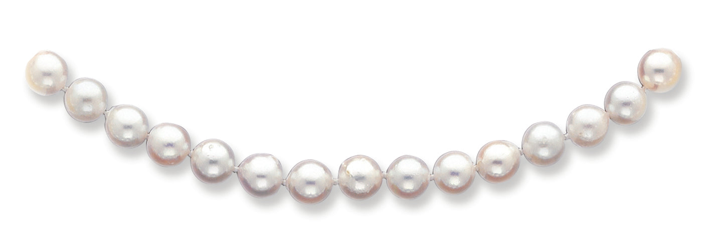 14K Gold 7-7.5mm White Akoya Saltwater Cultured Pearl Necklace 24 Inches