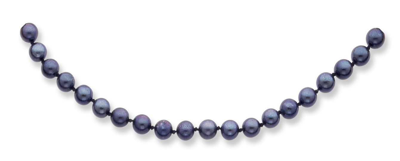 14K Gold 5-5.5mm Black Akoya Saltwater Cultured Pearl Necklace 16 Inches