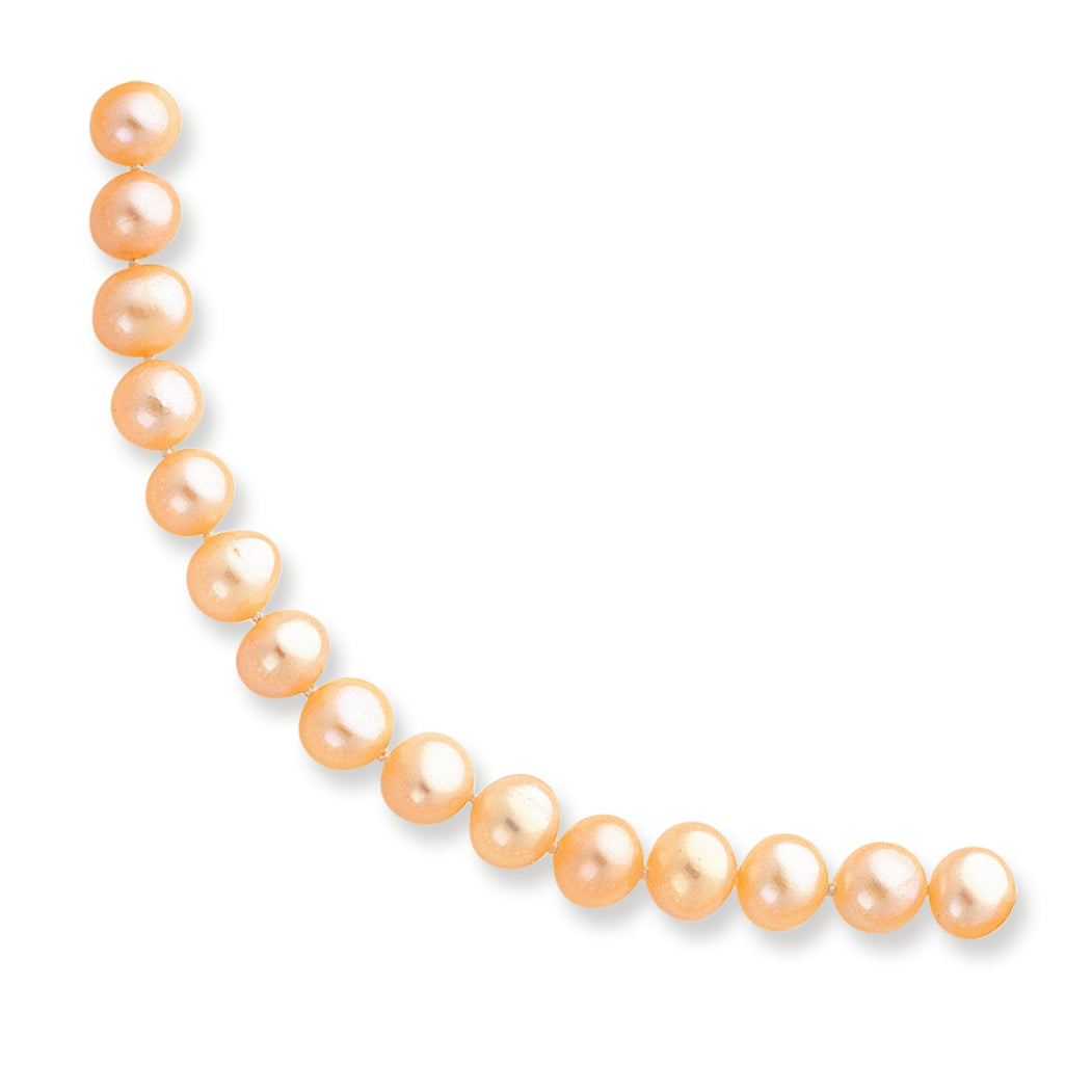 14K Gold 6.5-7mm Pink Freshwater Onion Cultured Pearl Necklace 16 Inches