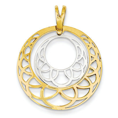 14K Gold Two-tone Fancy Circle Pendant