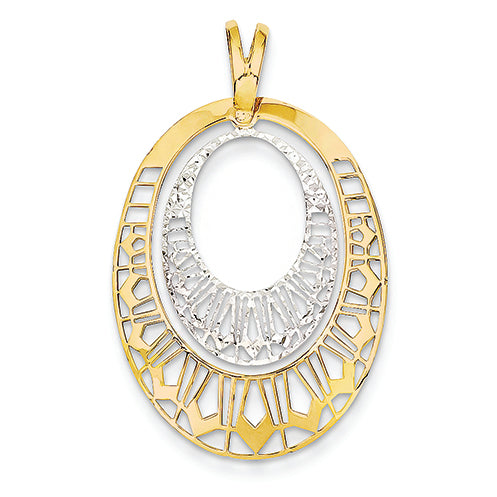 14K Gold Two-tone Fancy Oval Pendant