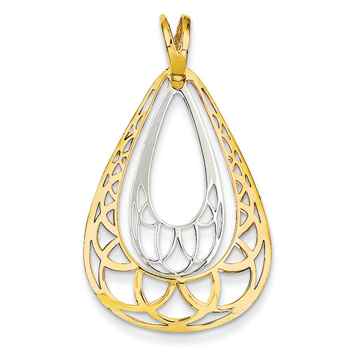 14K Gold Two-tone Fancy Oval Pendant