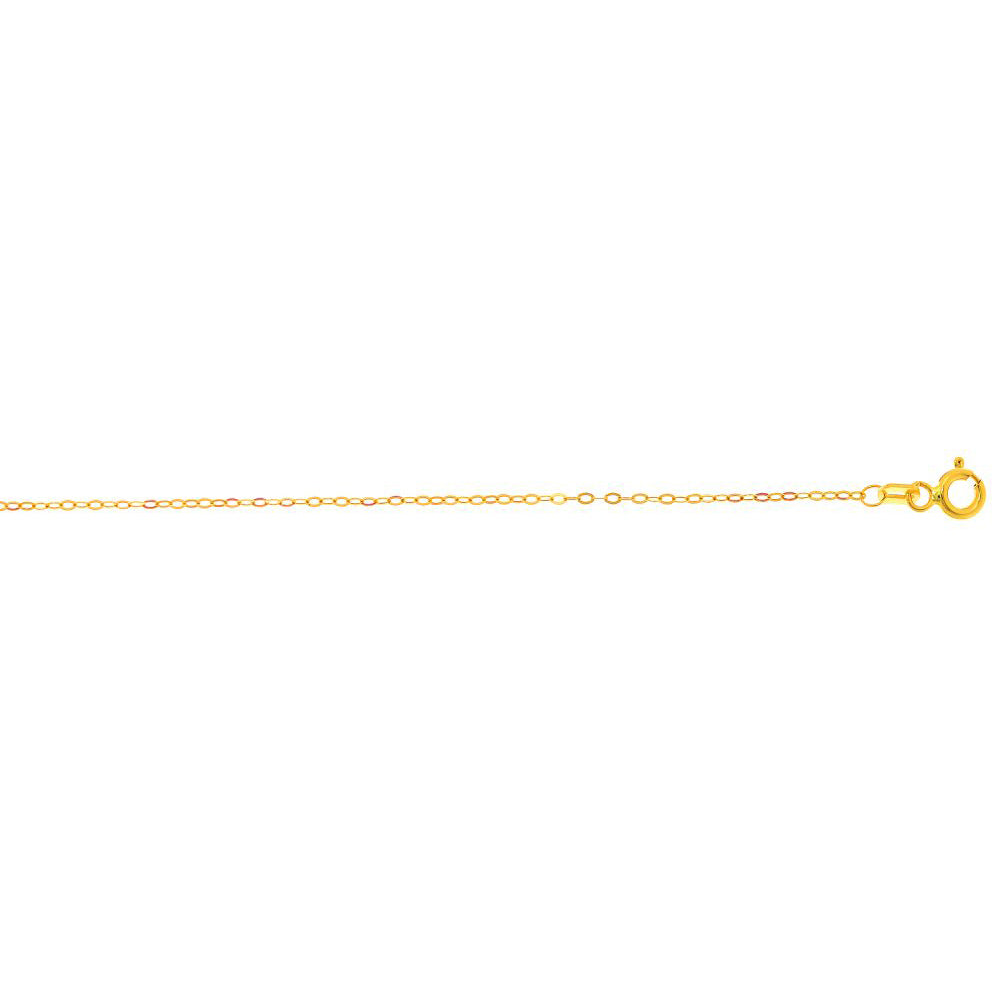 14K Solid Yellow Gold Oval  Chain Necklace 1.3mm thick 18 Inches