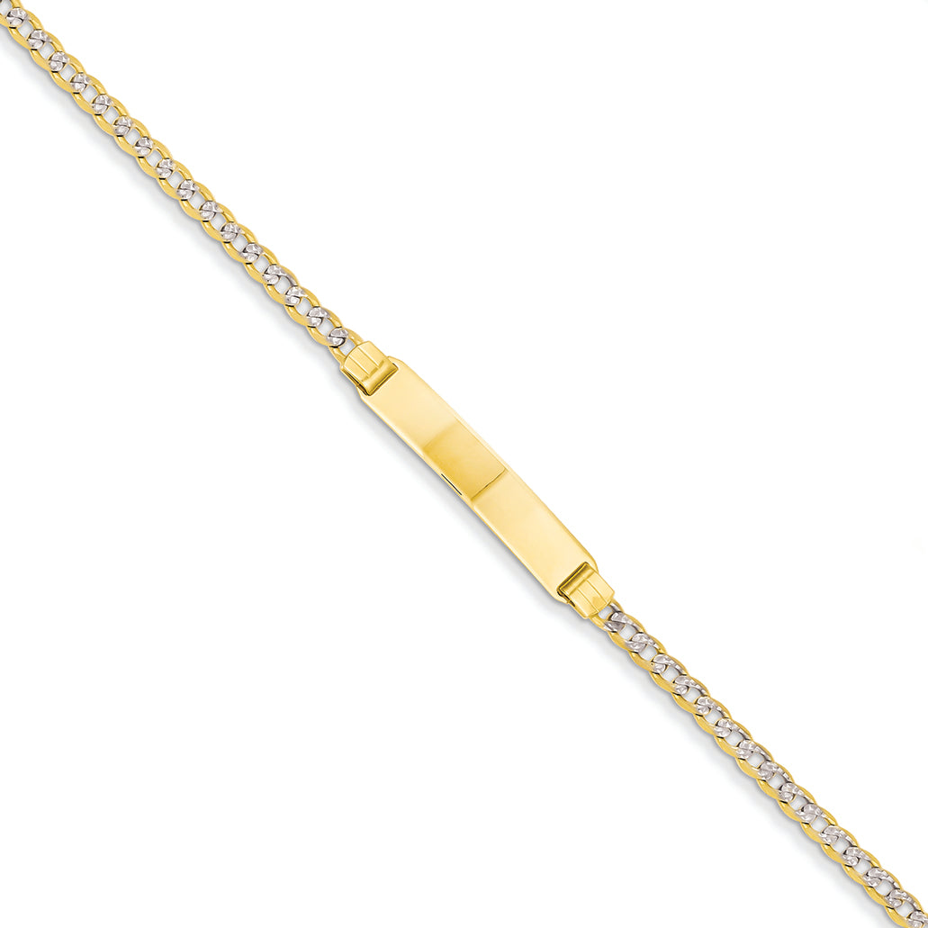 14K Gold Pave Curb ID Bracelet 7 Inches