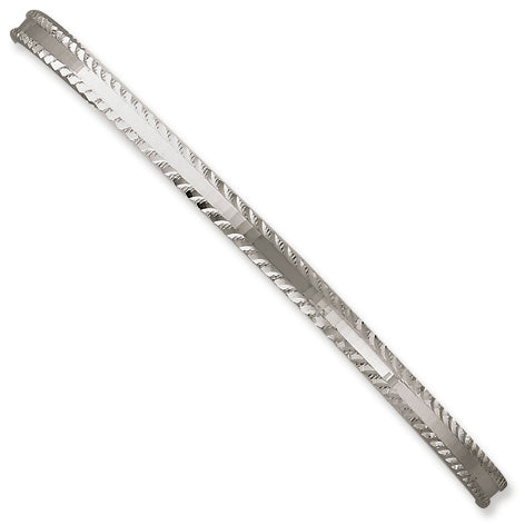 Sterling Silver 4mm Diamond-cut Slip-on Bangle Bracelet