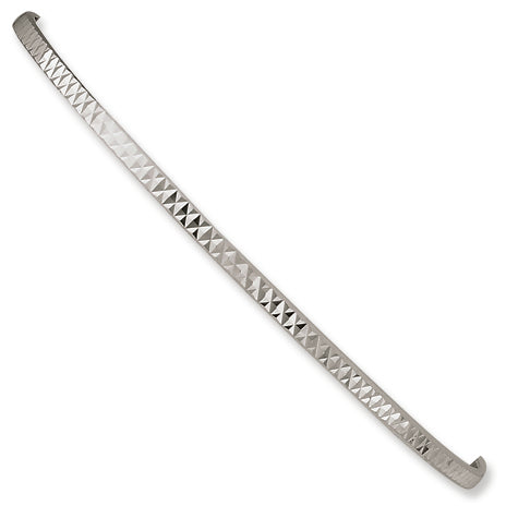 Sterling Silver 2mm Diamond-cut Slip-on Bangle Bracelet