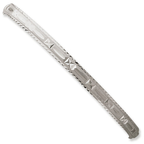 Sterling Silver 4.5mm Diamond-cut Slip-on Bangle Bracelet
