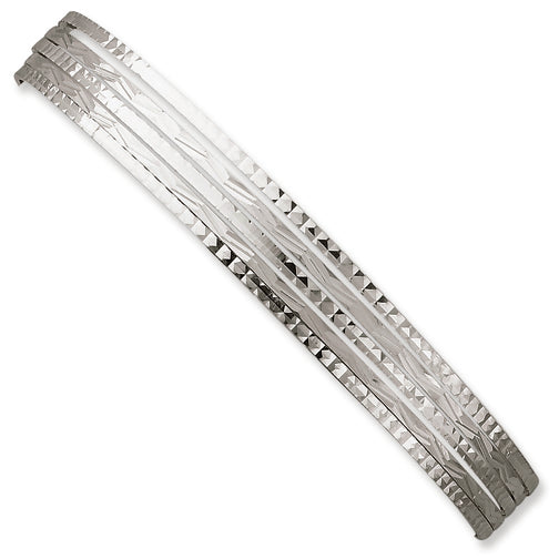 Sterling Silver 8mm Diamond-cut Semanario Bangle Bracelet