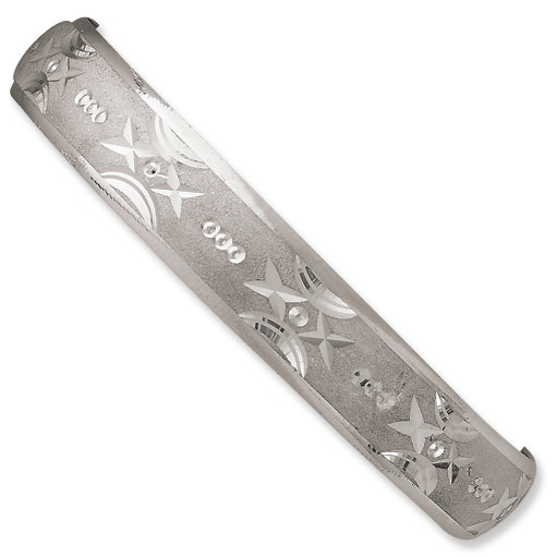 Sterling Silver 12mm Diamond-cut Slip-on Bangle Bracelet