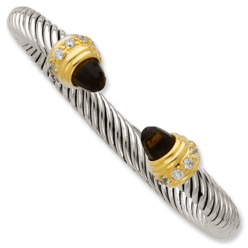 Sterling Silver Gold-plated Antique CZ Bangle